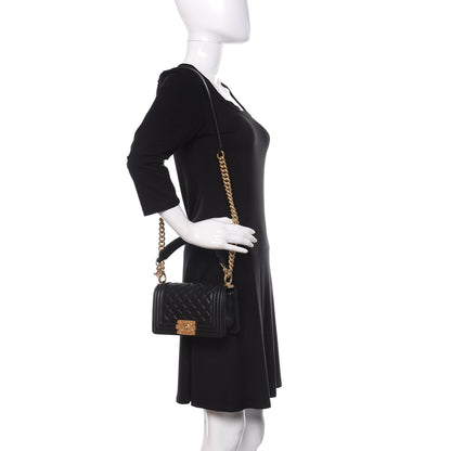Chanel Calfskin Small Boy Logo Top Handle Flap Black 2 of 13