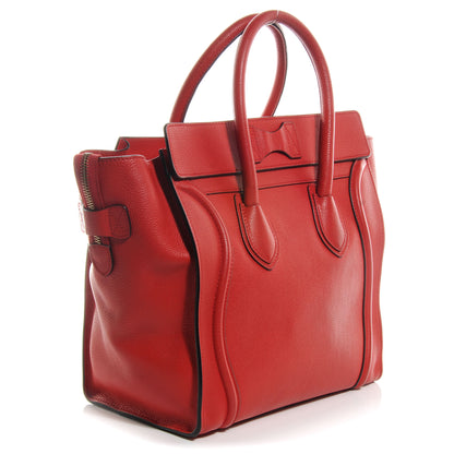 Celine Drummed Calfskin Mini Luggage Bag Red 3 of 10
