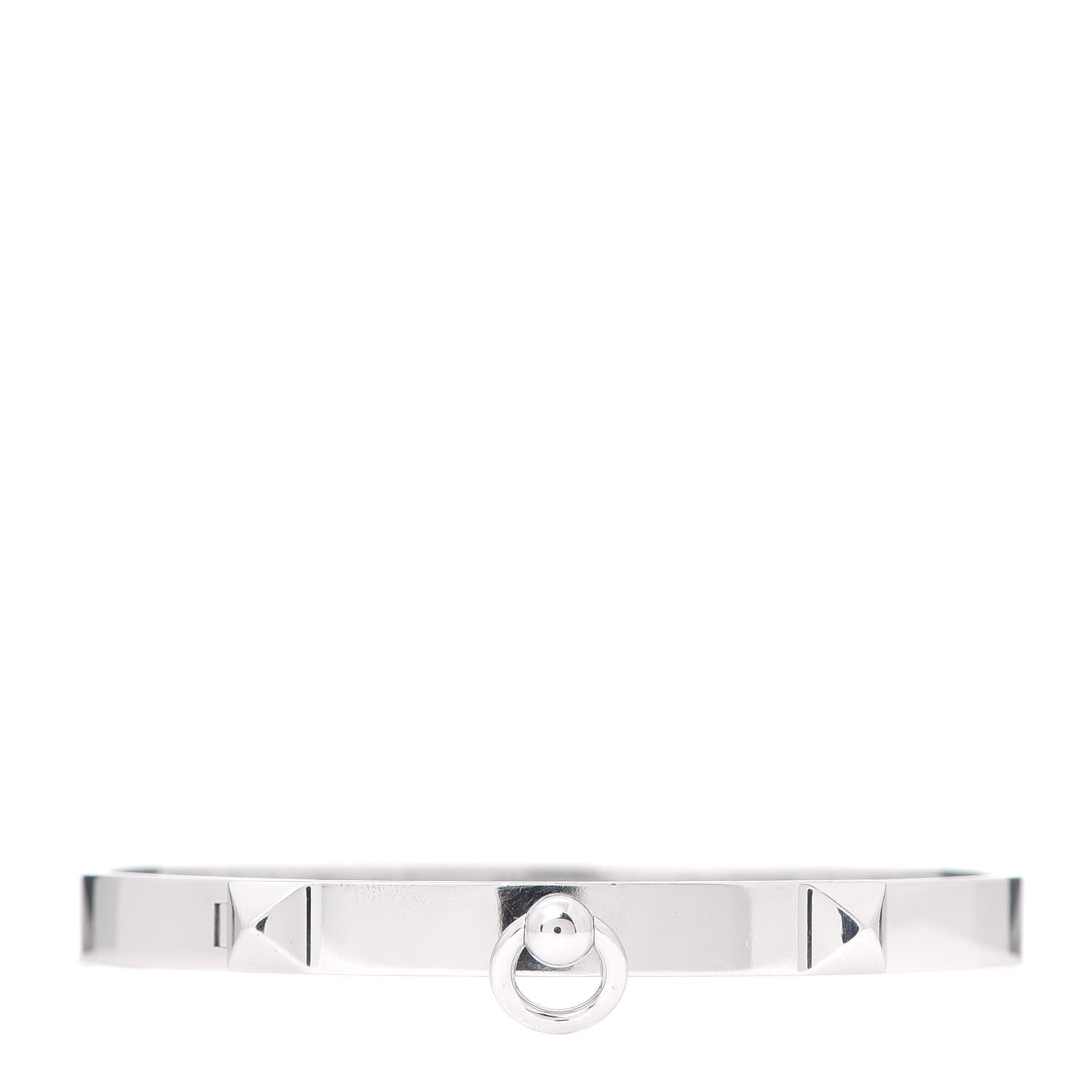 Hermes 18K White Gold PM Collier De Chien Bracelet LG 1 of 5