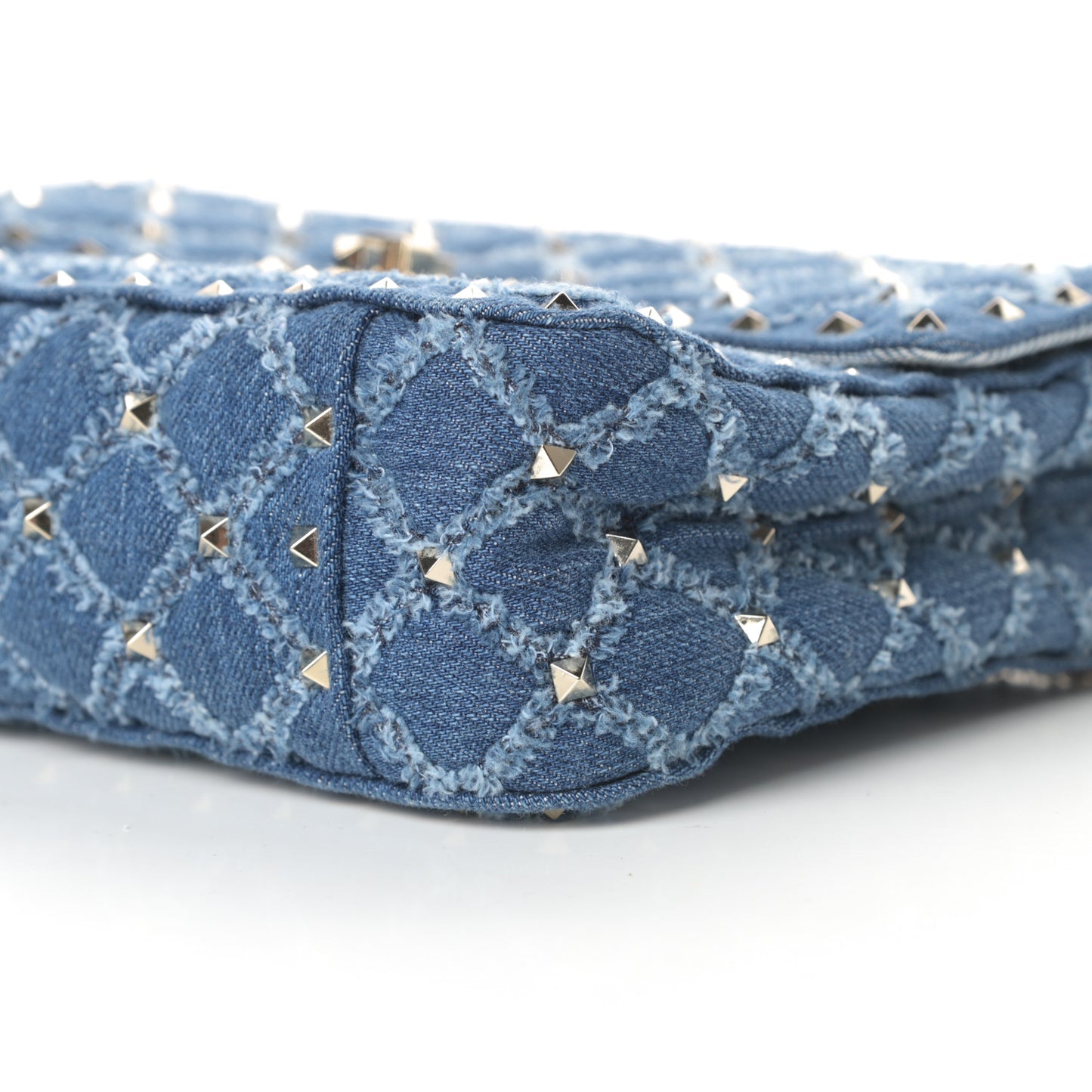 Denim Medium Rockstud Spike Shoulder Bag Denim