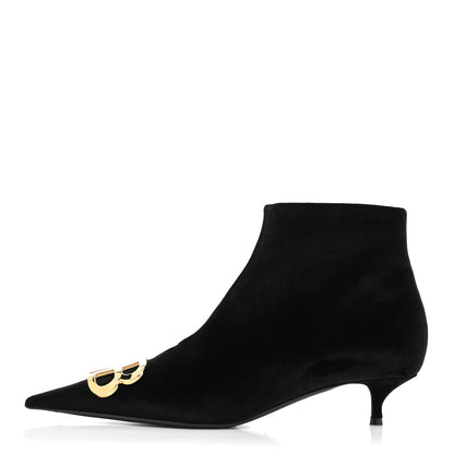 Balenciaga Velvet BB Pointy Toe Ankle Booties 41 Black Vintage 1 of 8