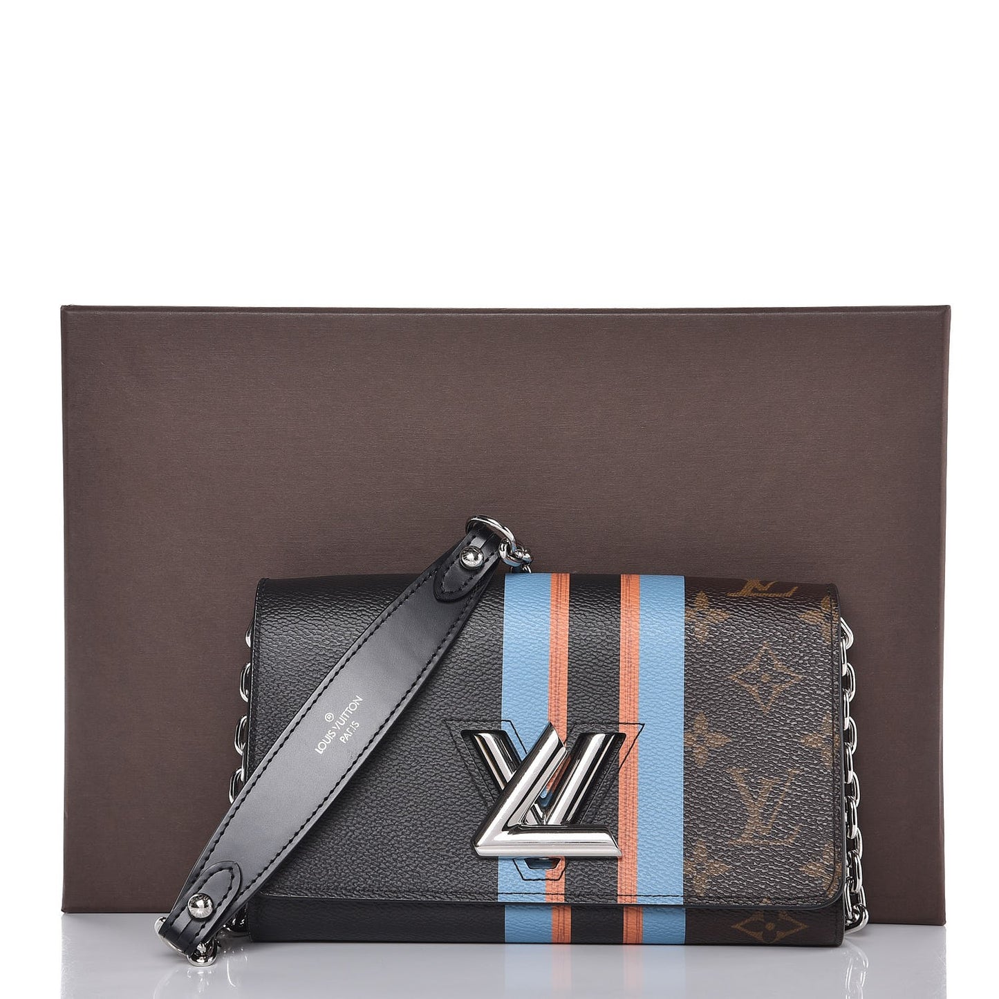 Monogram Stripe Twist Chain Wallet