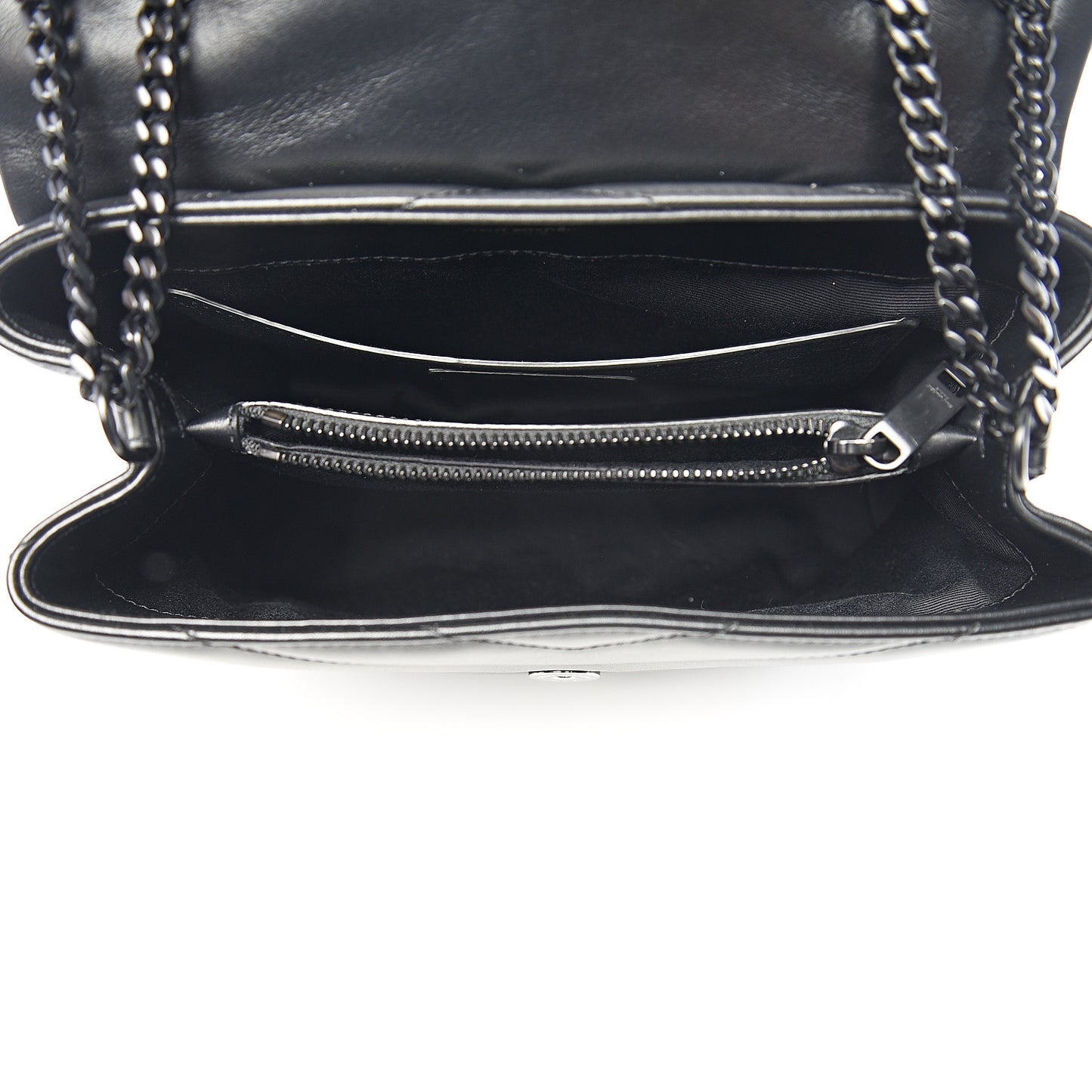Calfskin Y Quilted Monogram Small Loulou Chain Satchel Black