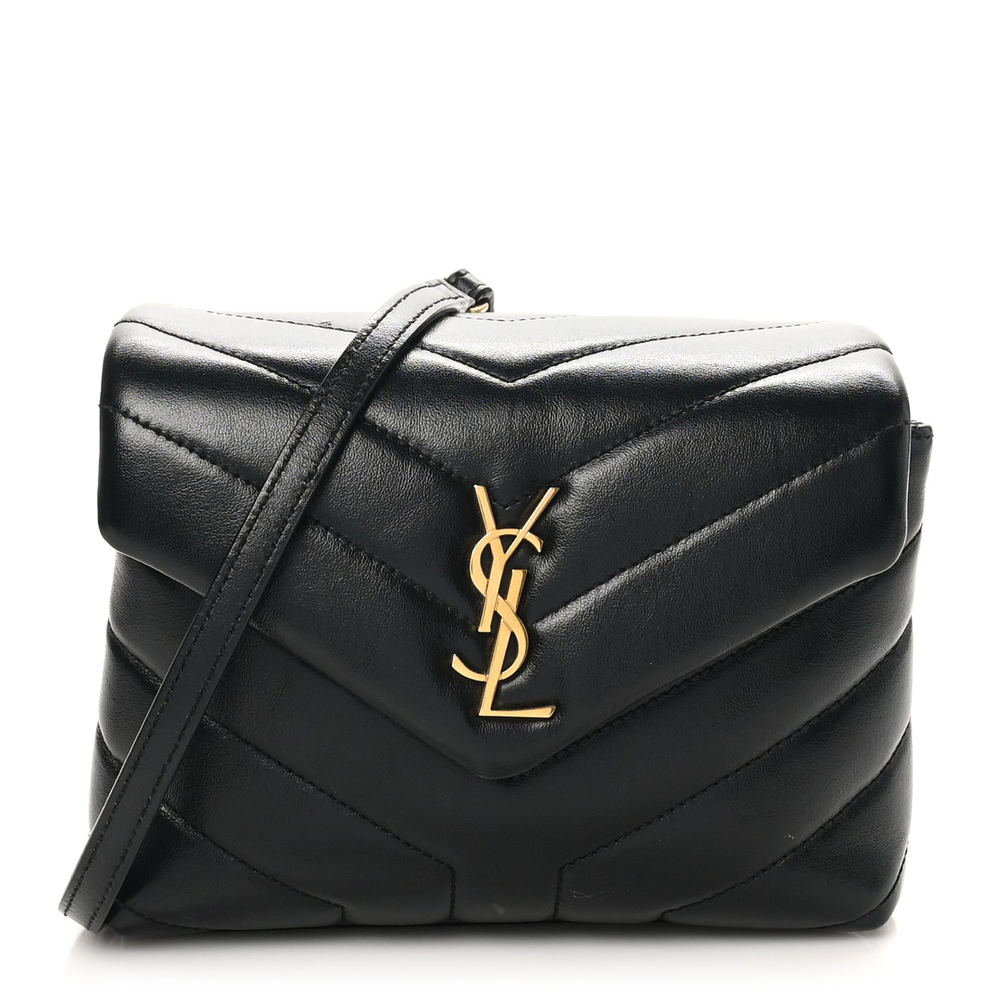 Calfskin Y Quilted Monogram Toy Loulou Crossbody Bag Black