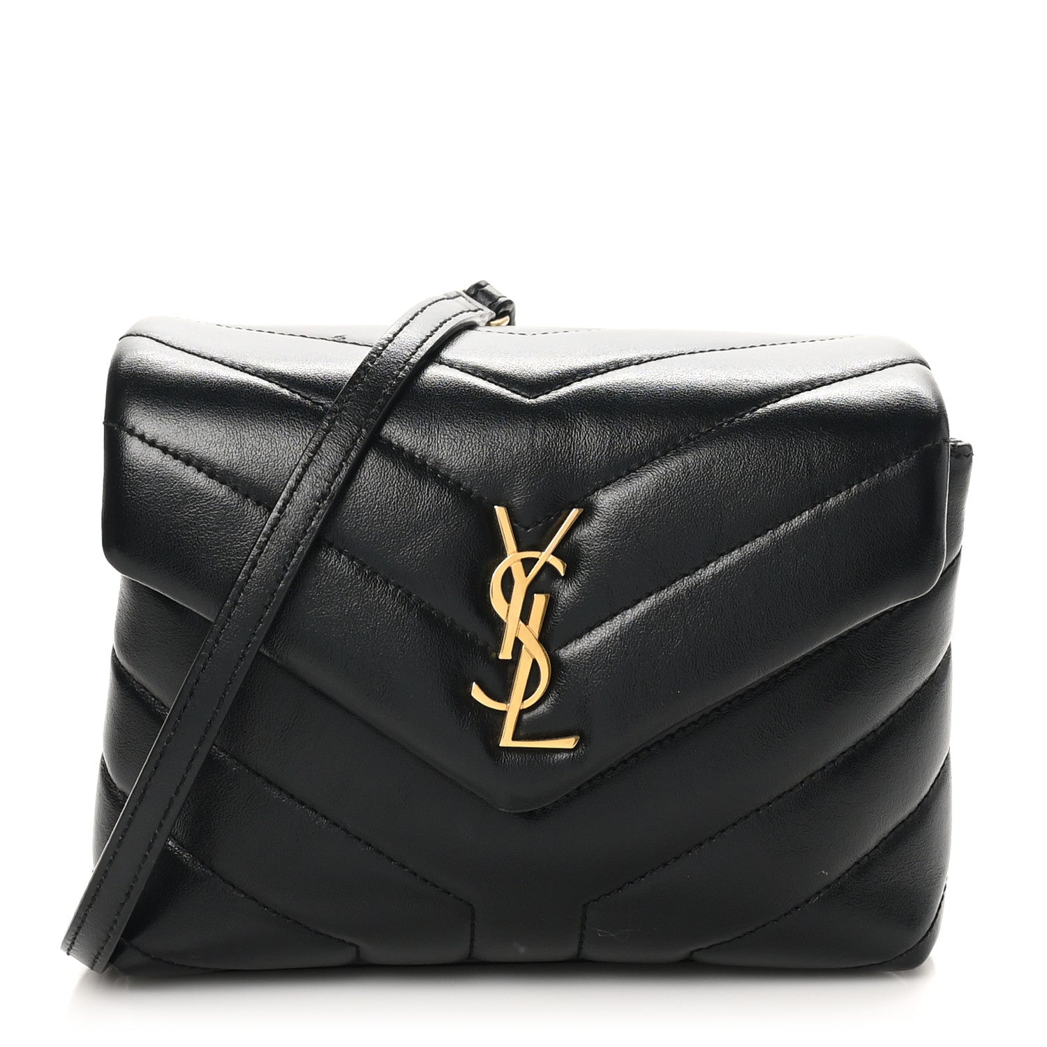 Saint Laurent Calfskin Y Quilted Monogram Toy Loulou Crossbody Bag Black 1 of 10