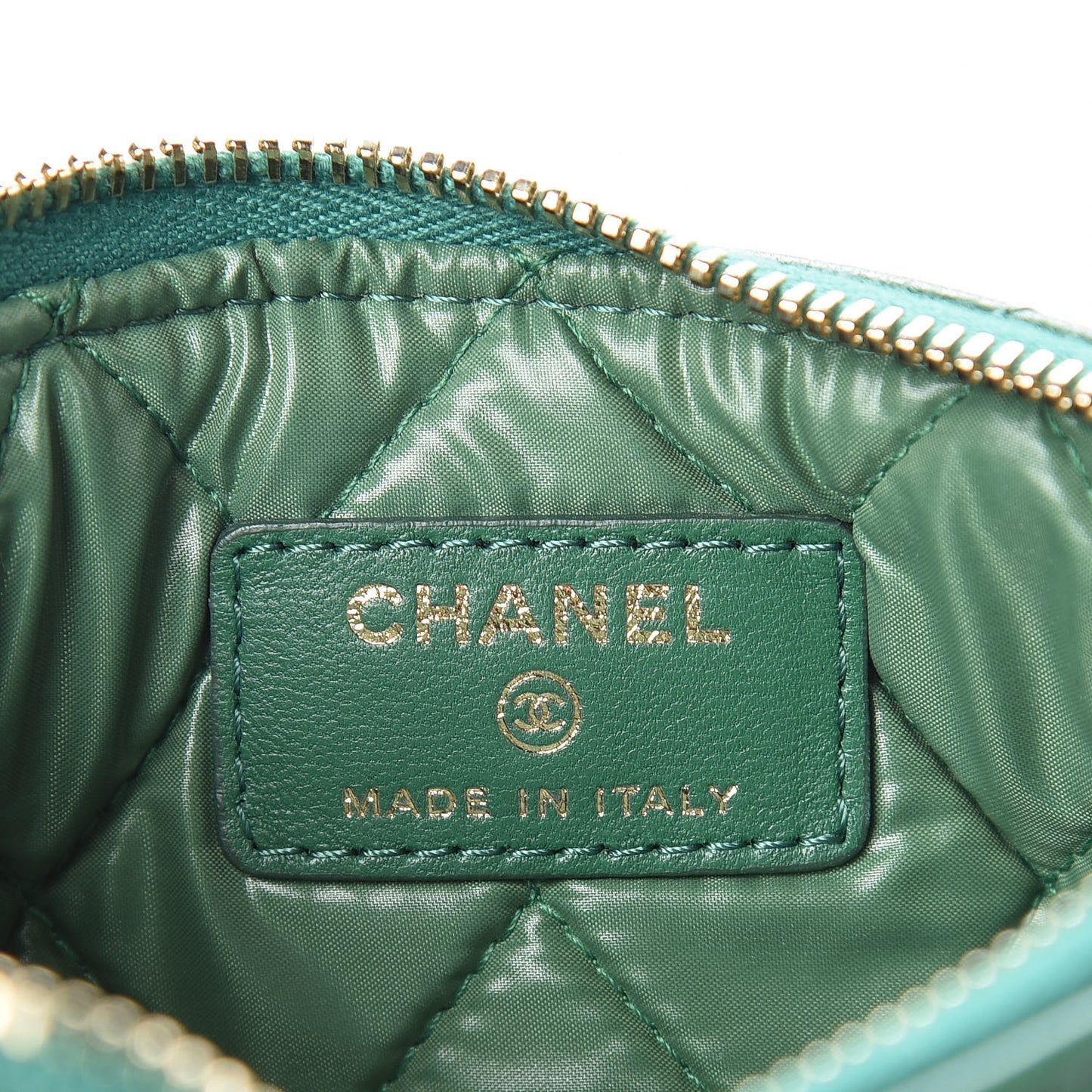 Lambskin Quilted Small Casino Cosmetic Case Green