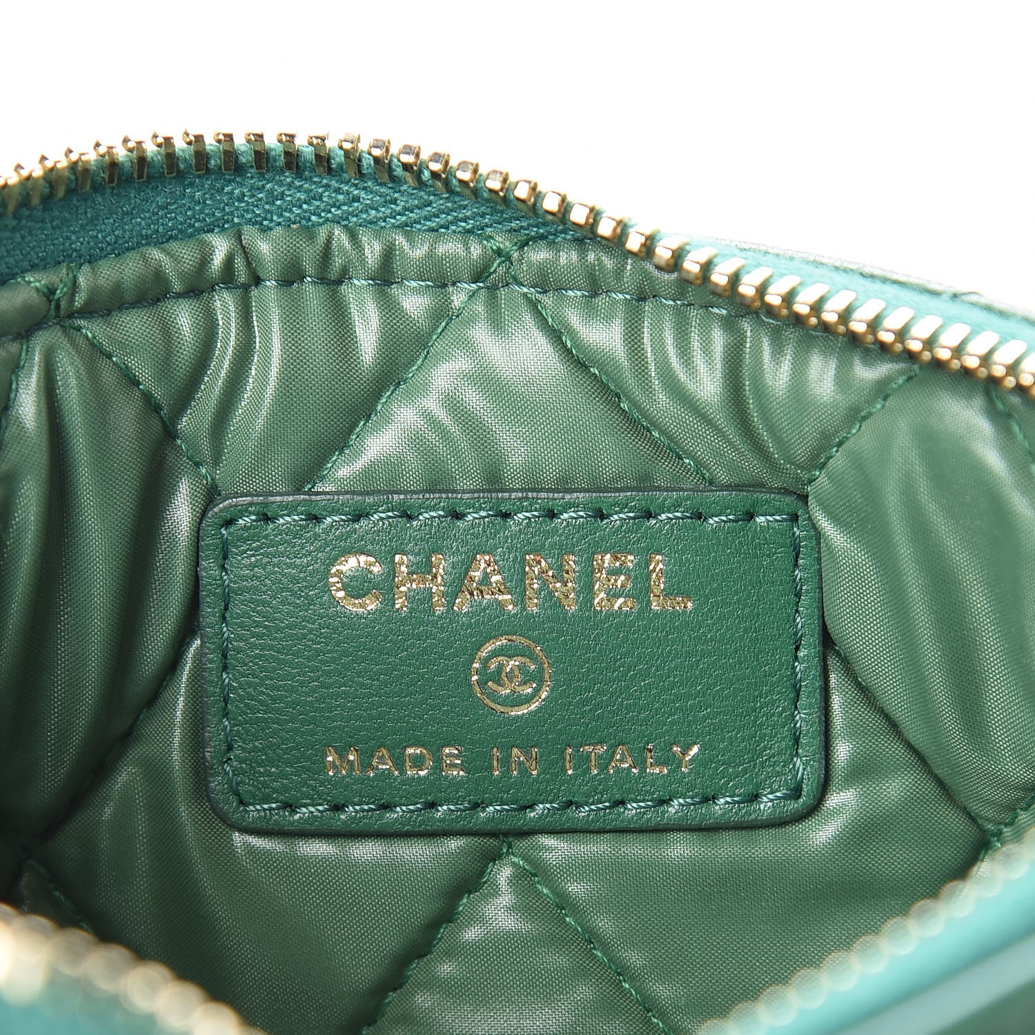 Chanel Lambskin Quilted Small Casino Cosmetic Case Green 6 of 8