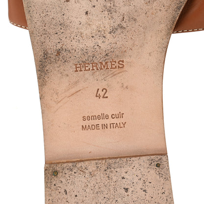 Hermes Box Calfskin Oran Sandals 42 Gold 7 of 9