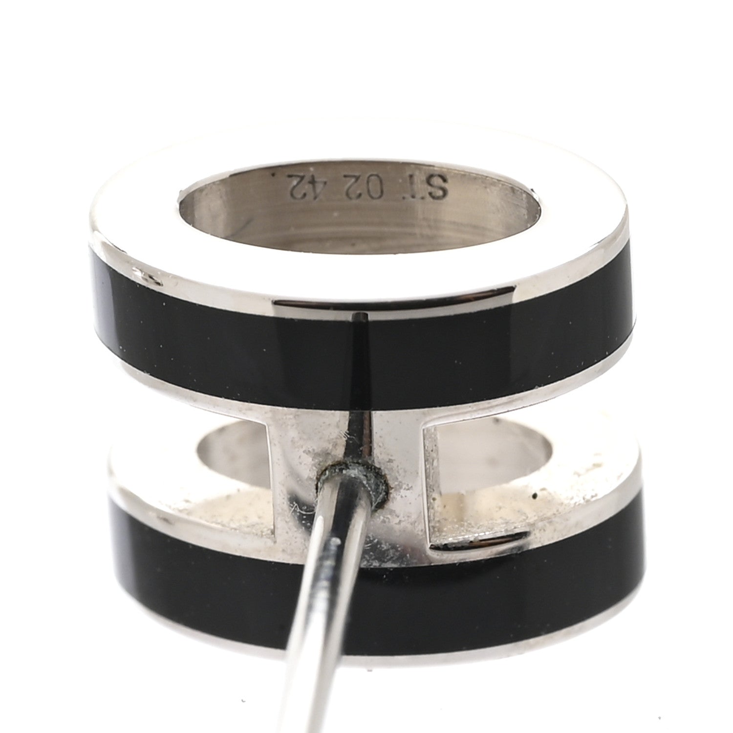 Hermes Palladium Lacquered Mini Pop H Earrings Black 4 of 5