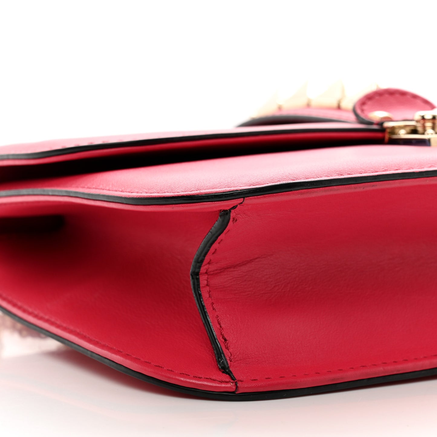 Vitello Medium Glam Lock Rockstud Flap Deep Rose