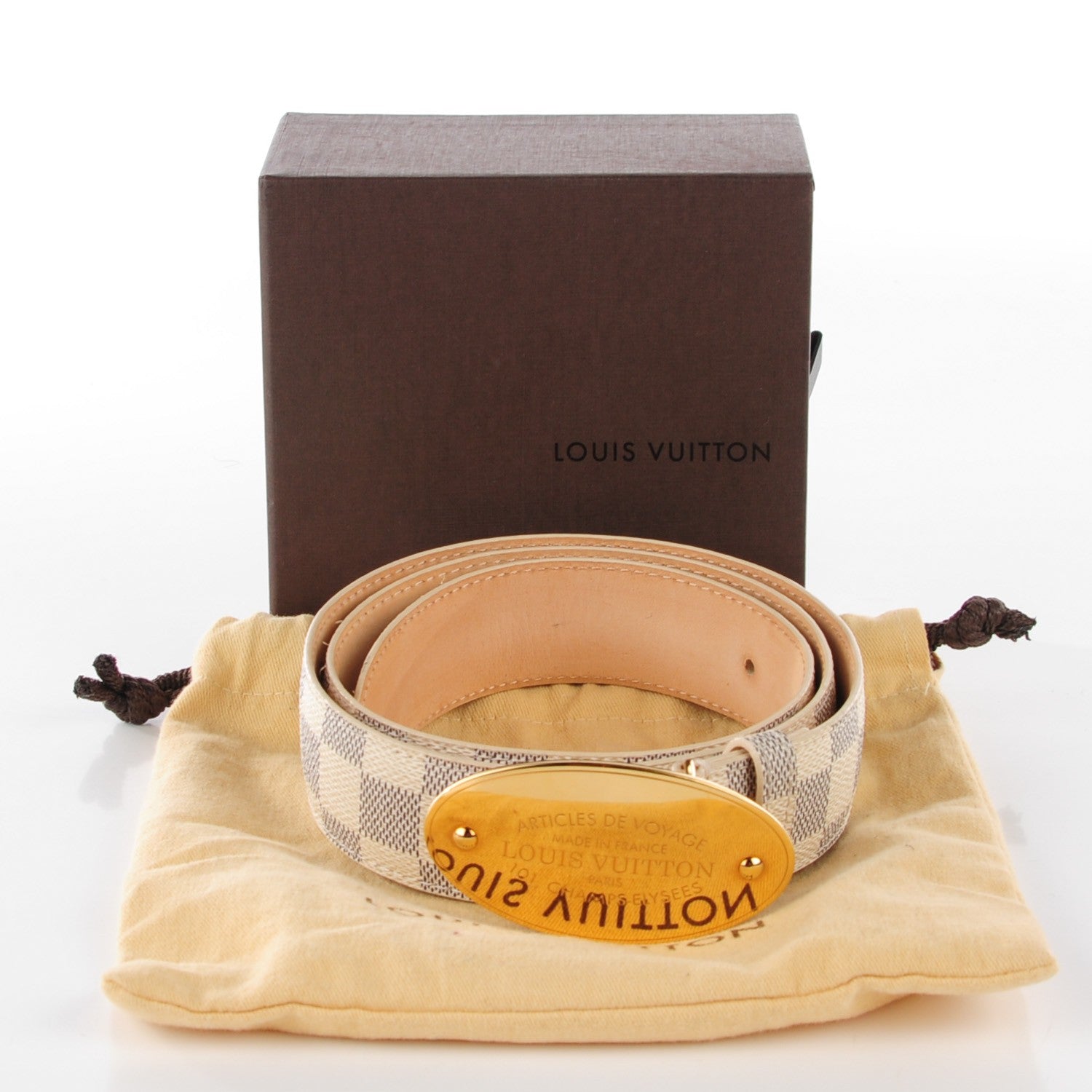 Louis Vuitton Damier Azur Voyage Belt 85 34 4 of 9