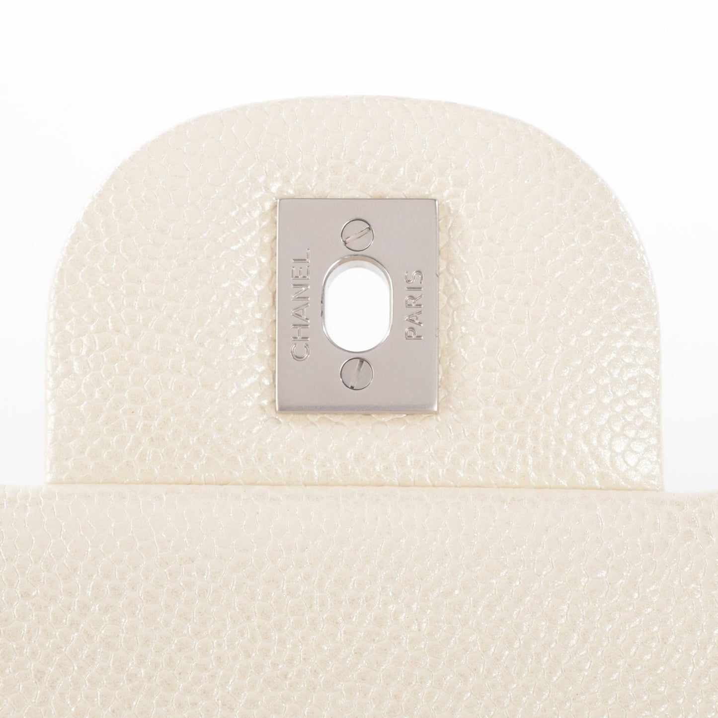 Pearly Caviar Quilted Jumbo Double Flap Dark White