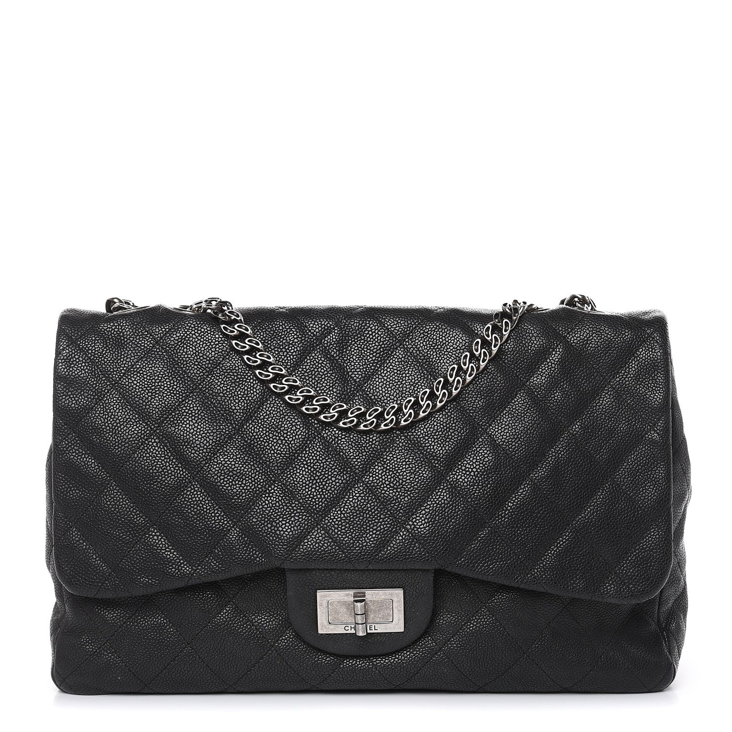 Washed Caviar Quilted 2.55 Reissue 227 Bijoux Chain Flap Black