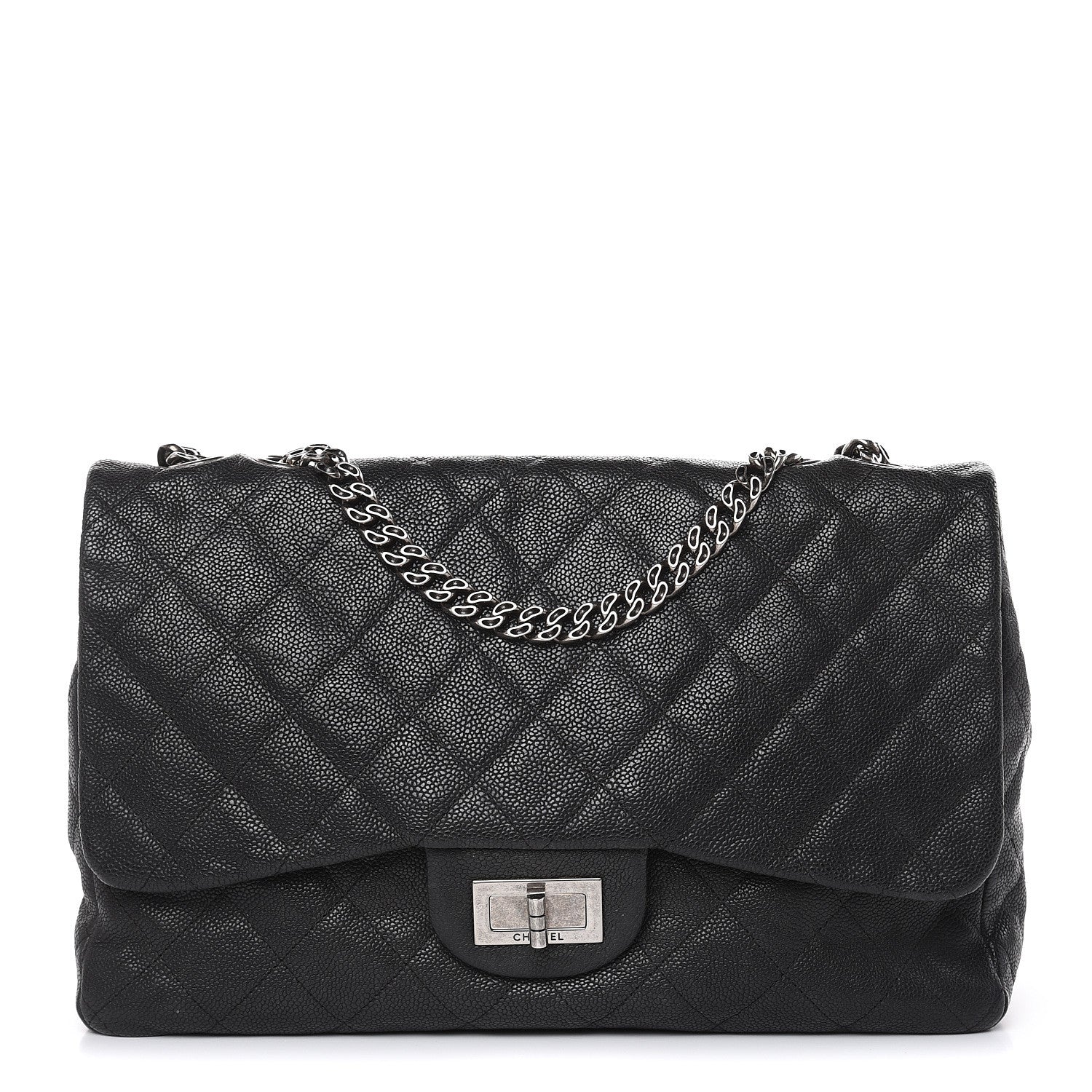 Chanel Washed Caviar Quilted 2.55 Reissue 227 Bijoux Chain Flap Black 1 of 15