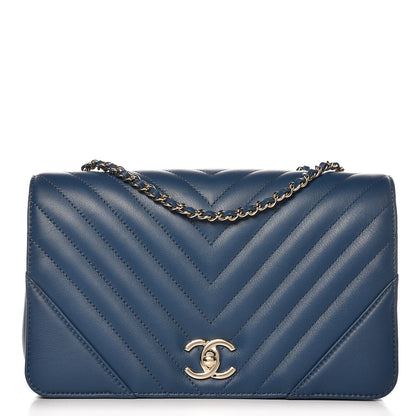 Chanel Calfskin Chevron Quilted Small Statement Flap Blue 1 of 9