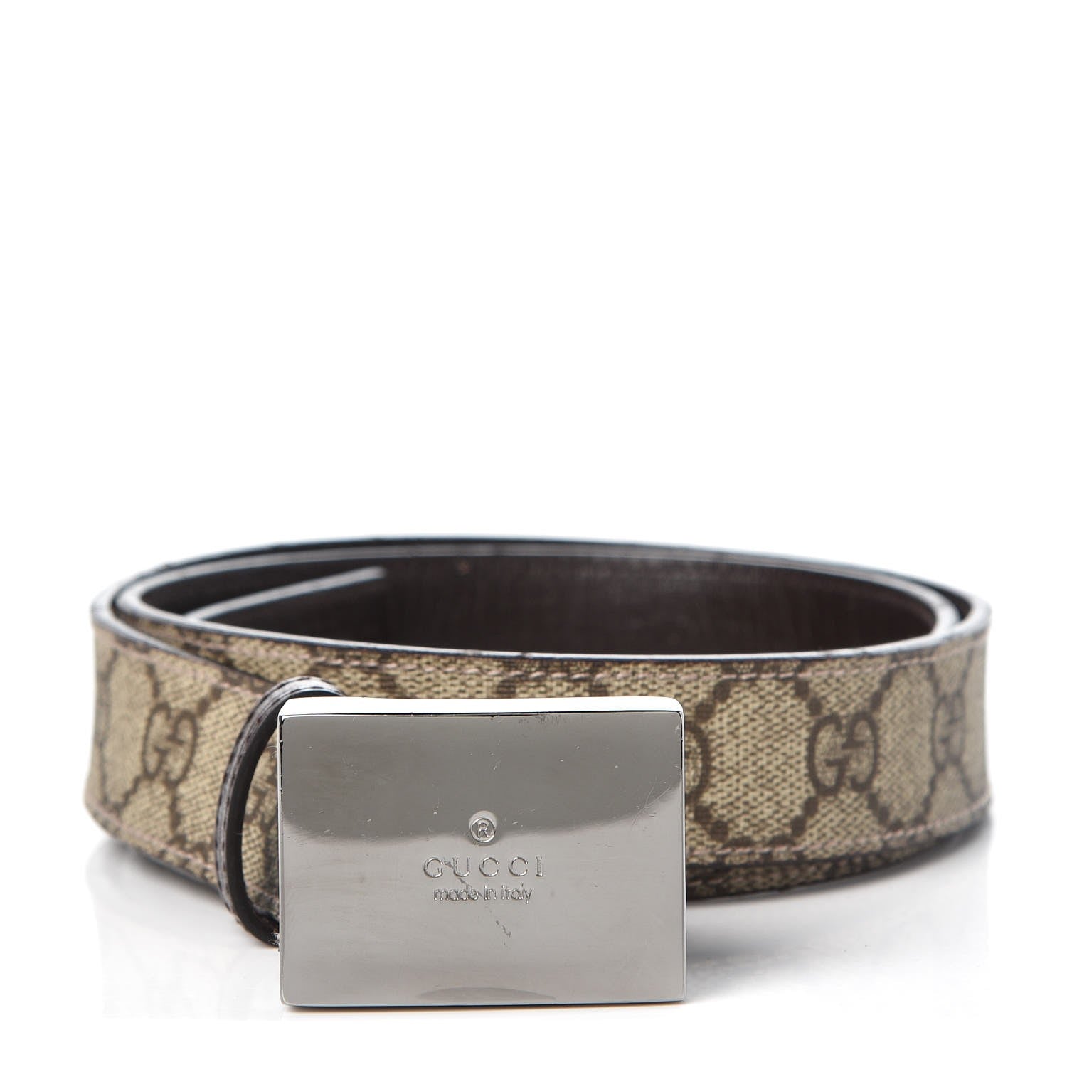 Gucci GG Supreme Monogram Plaque Belt 90 36 Dark Brown 1 of 6