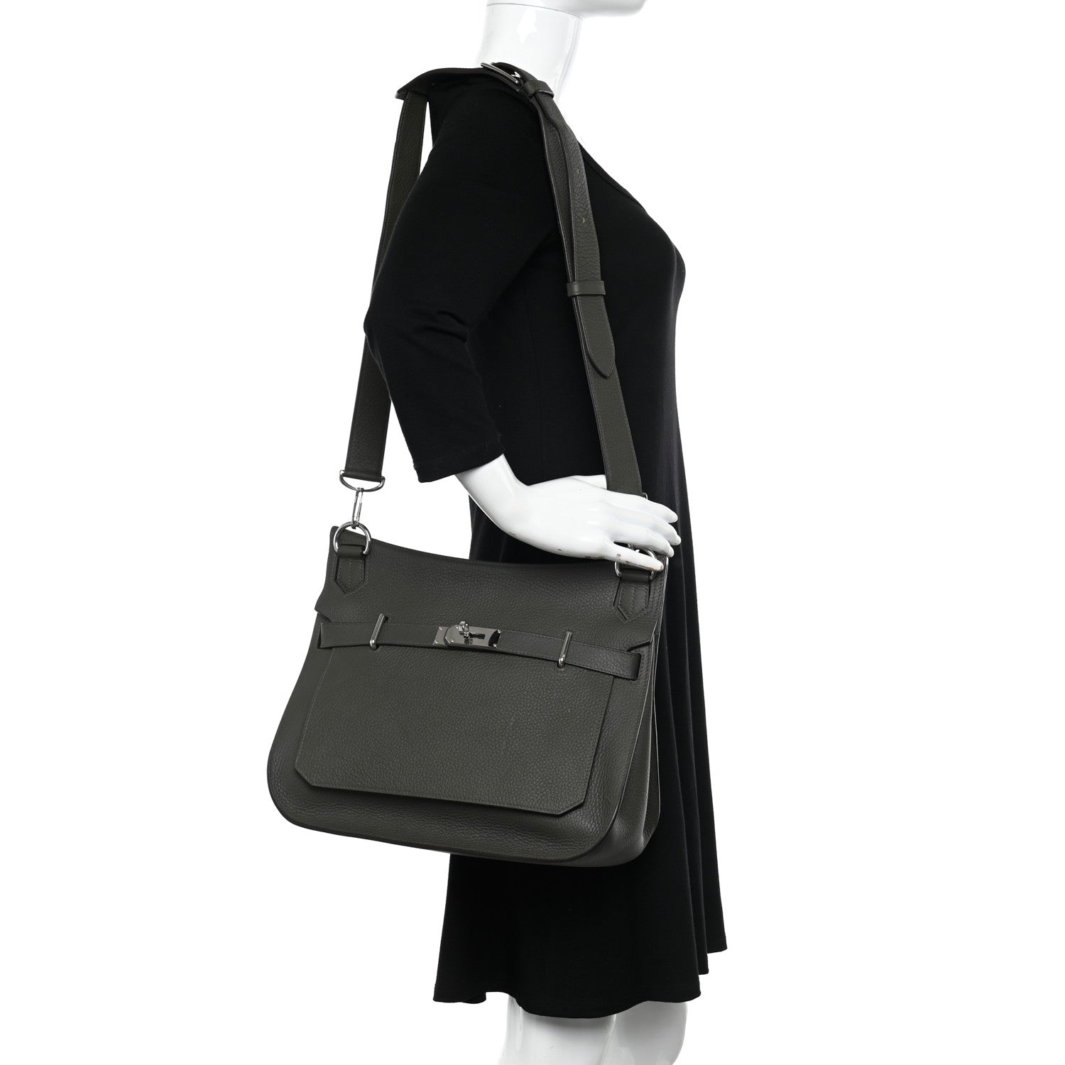 Hermes Taurillon Clemence Jypsiere 34 Vert De Gris 2 of 11