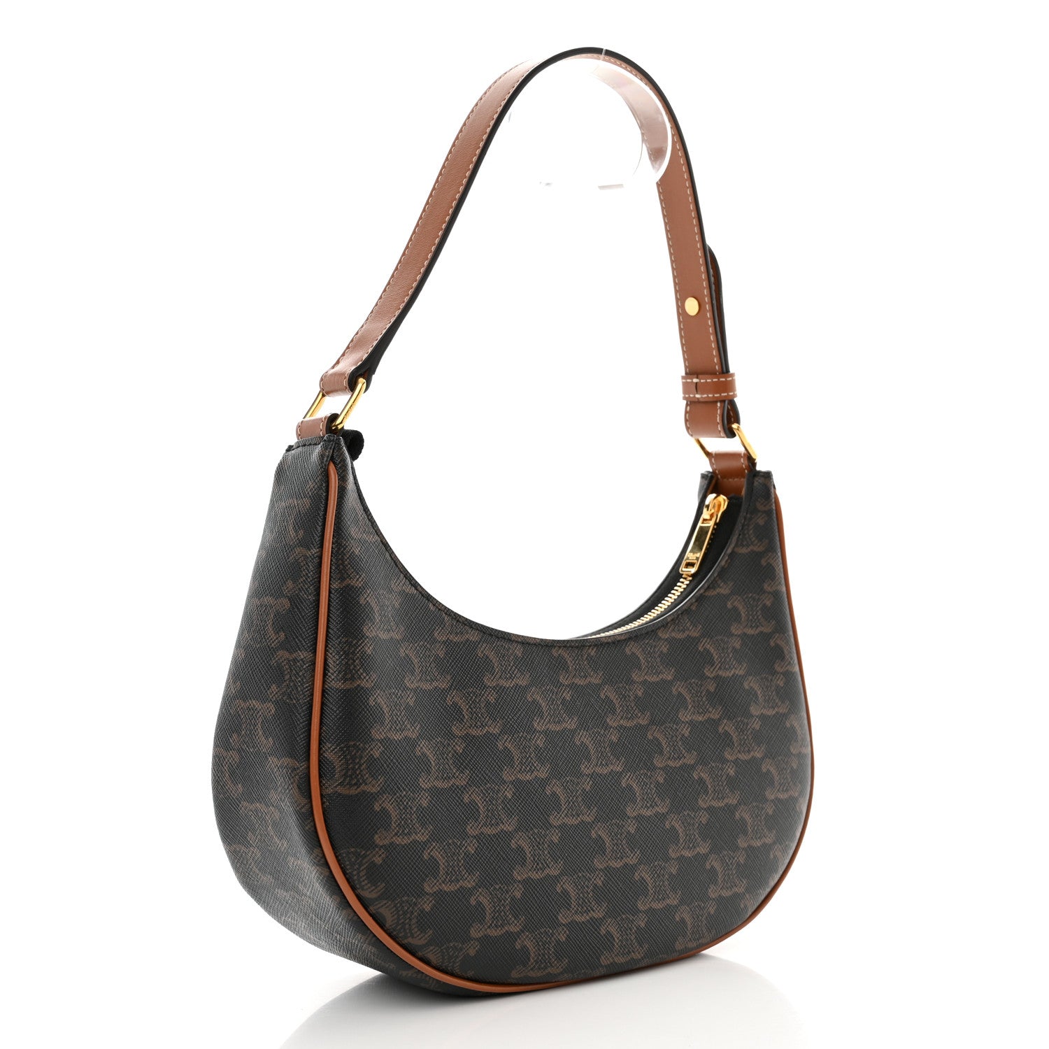 Celine Triomphe Canvas Calfskin Ava Shoulder Bag Tan 3 of 10