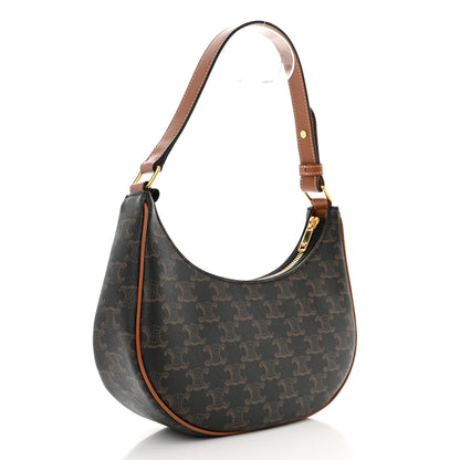 Celine Triomphe Canvas Calfskin Ava Shoulder Bag Tan 3 of 10