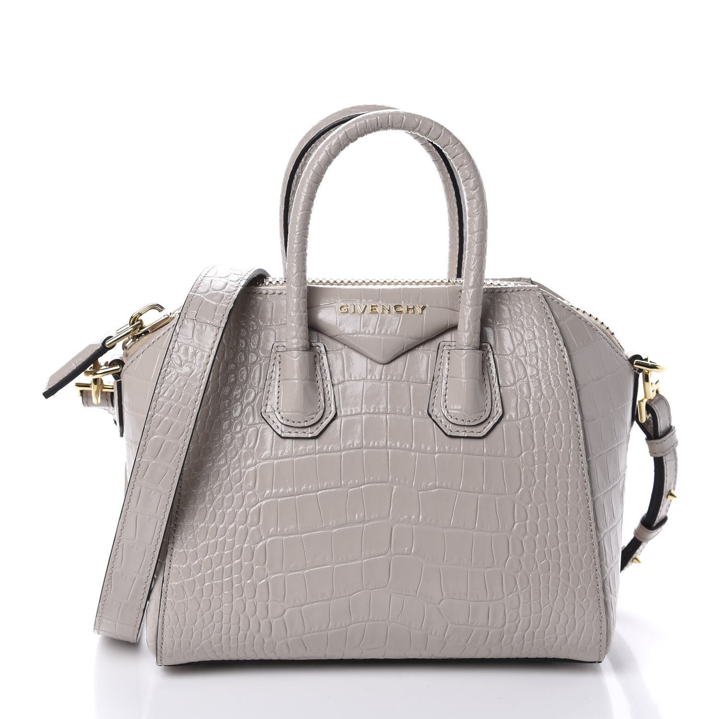 Calfskin Crocodile Embossed Mini Antigona Dune