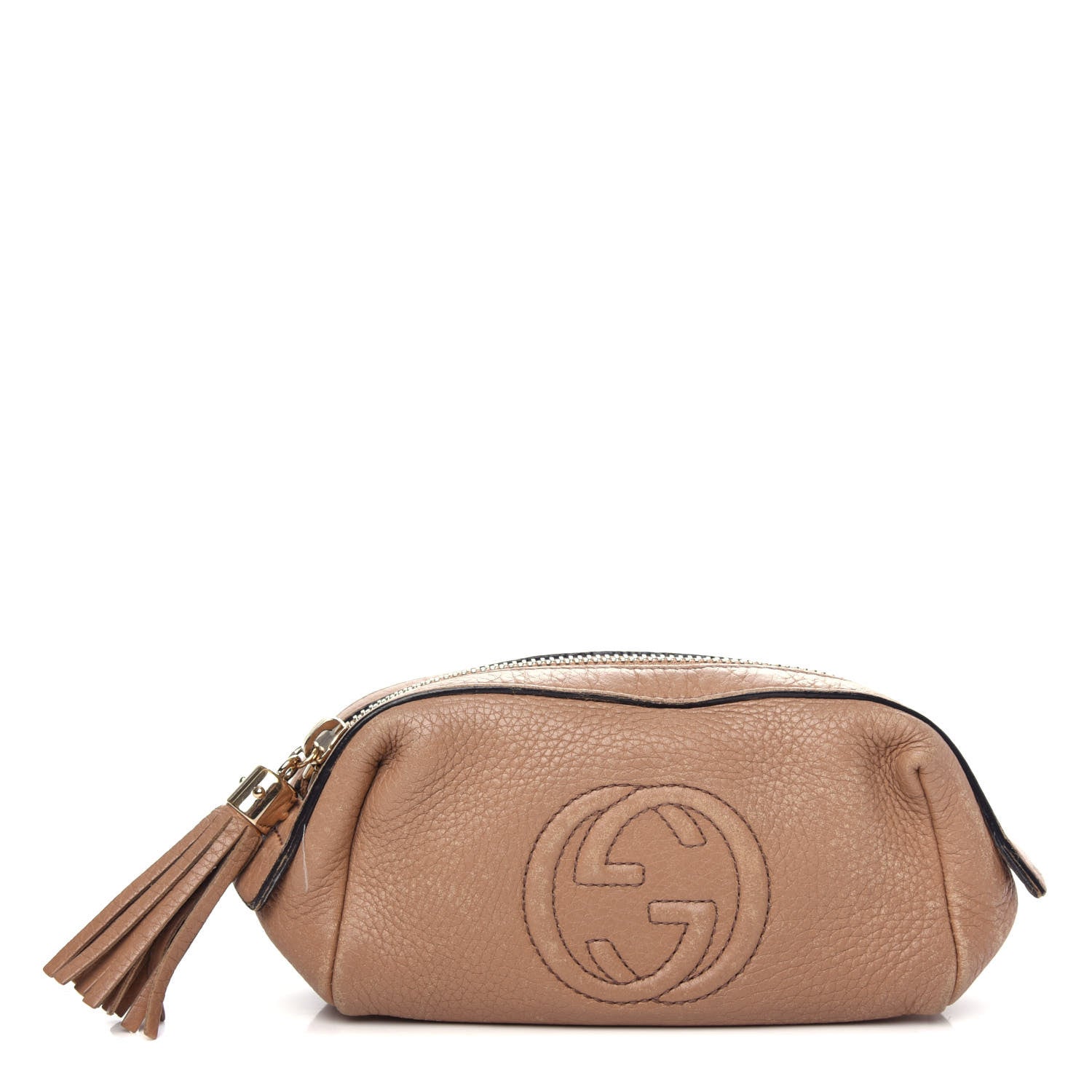Gucci Pebbled Calfskin Soho Small Cosmetic Case Camelia 1 of 7