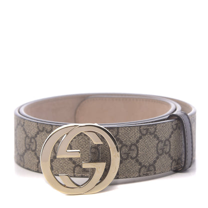 Gucci GG Supreme Monogram Interlocking G 37mm Belt 90 36 Beige Ebony Cocoa 1 of 6