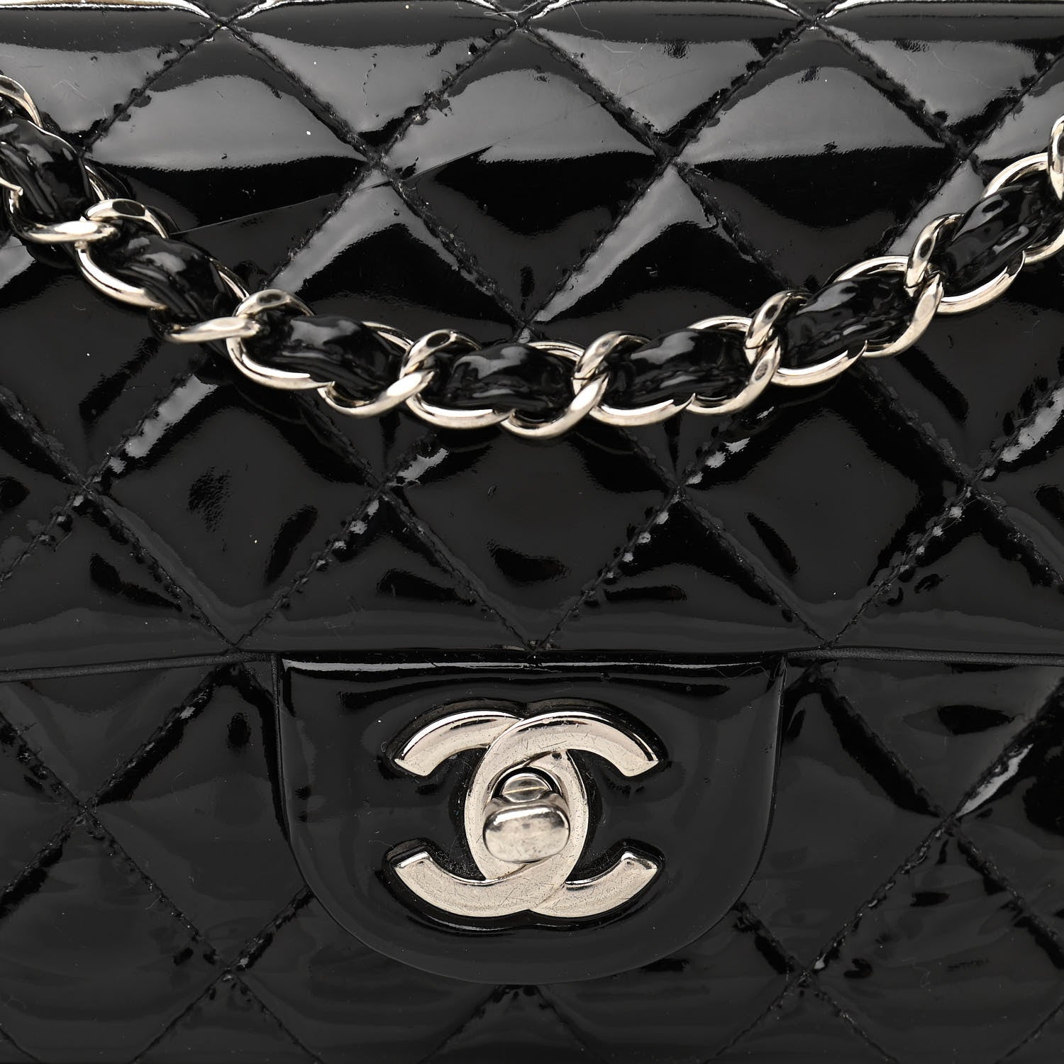 Chanel Patent Calfskin Quilted Mini Rectangular Flap Black 8 of 11