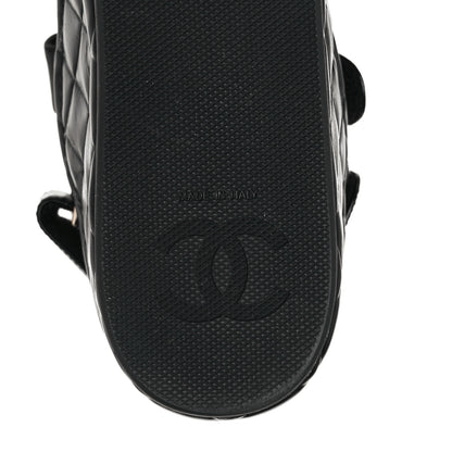 Chanel Shiny Calfskin Logo Platform Sandals 39 Black 14 of 22