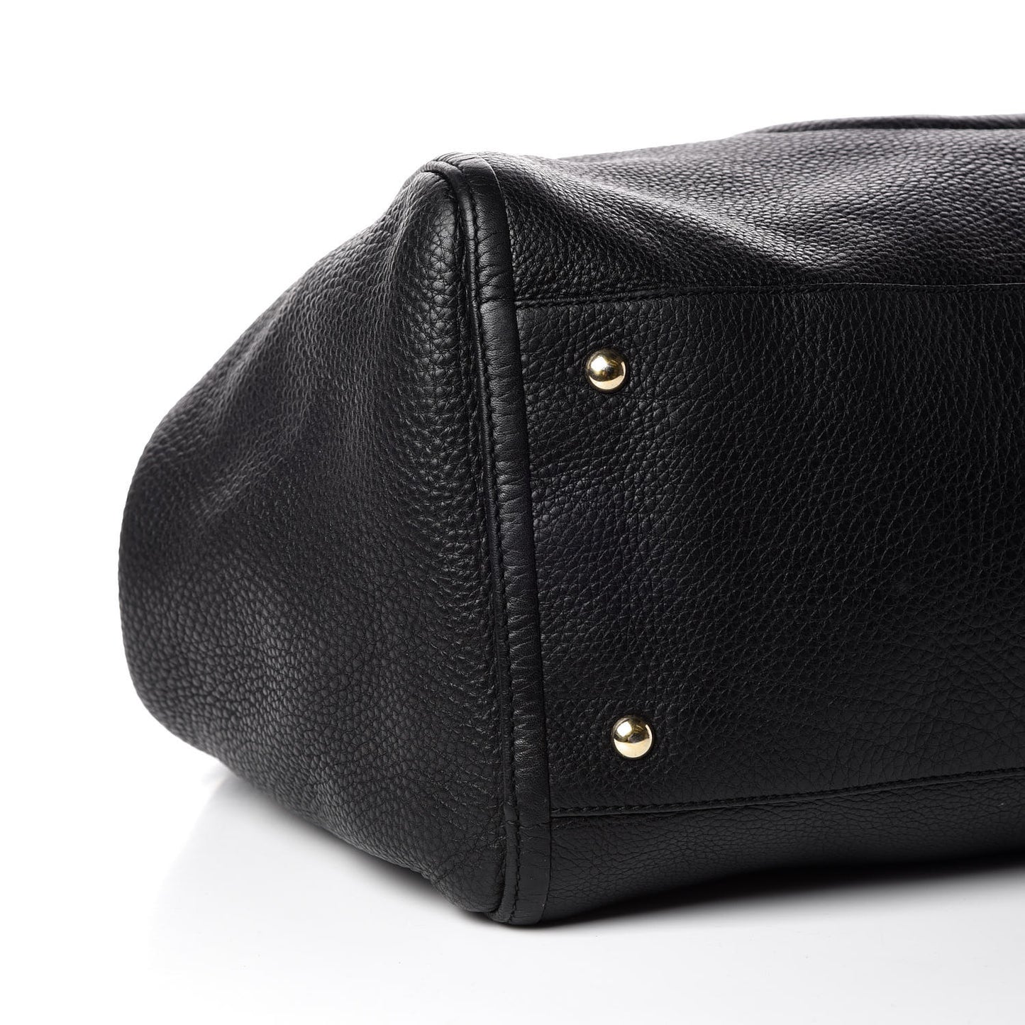 Pebbled Calfskin Large Soho Shoulder Bag Black