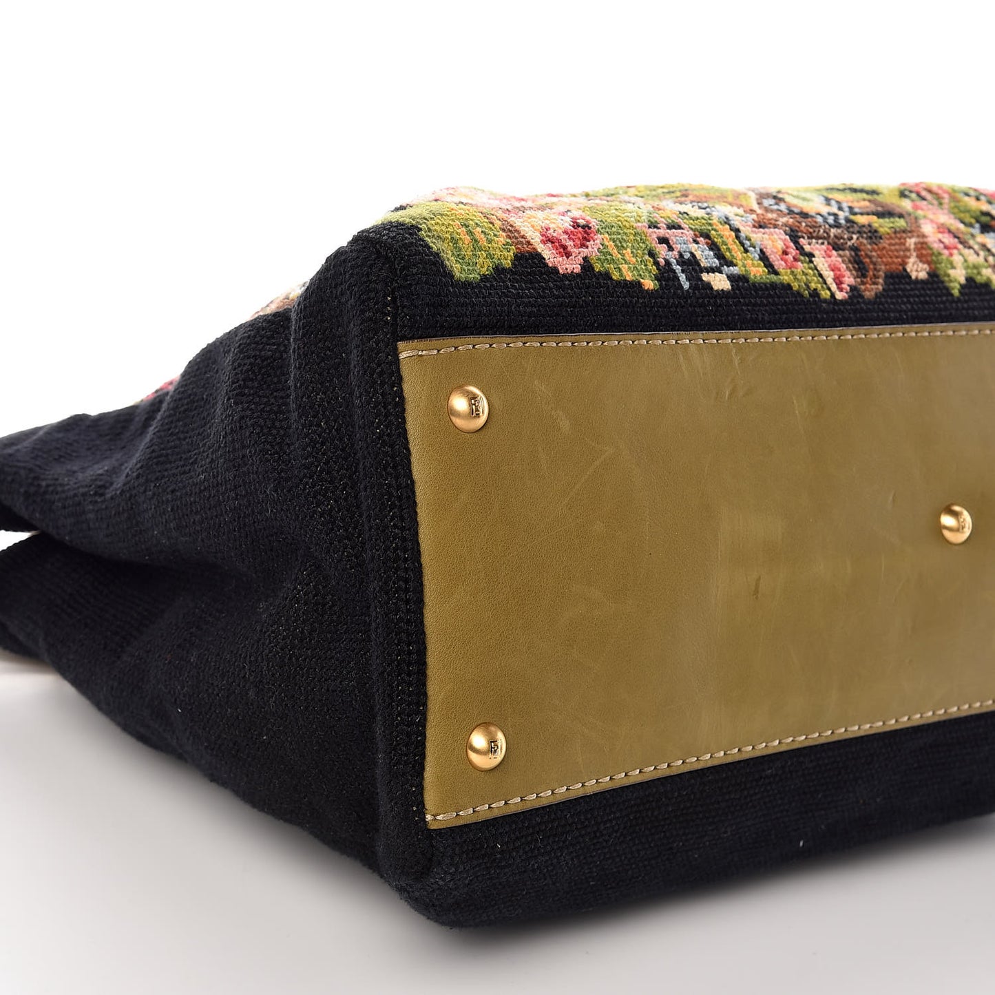 Canvas Embroidered Large Peekaboo Iconic Satchel Black Multicolor Muschio