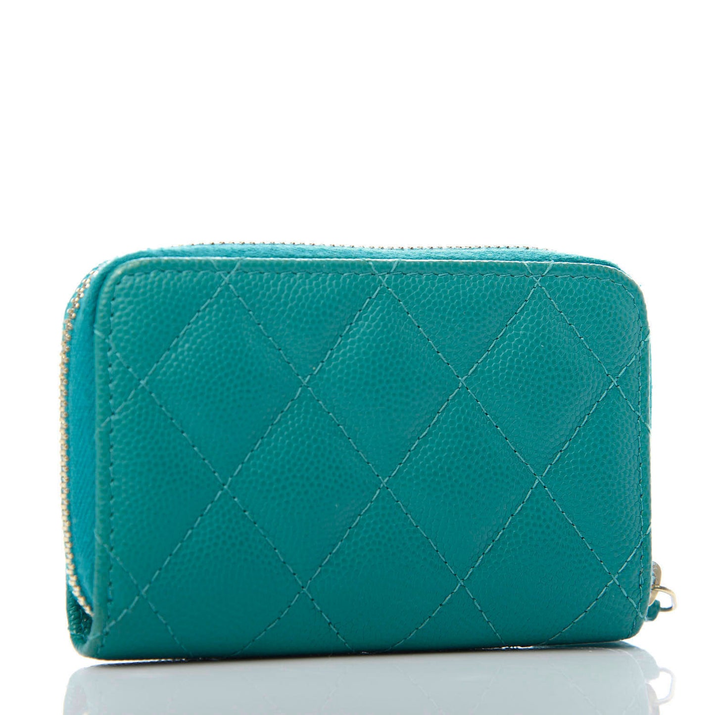 Caviar Quilted Zip Coin Purse Dark Turquoise
