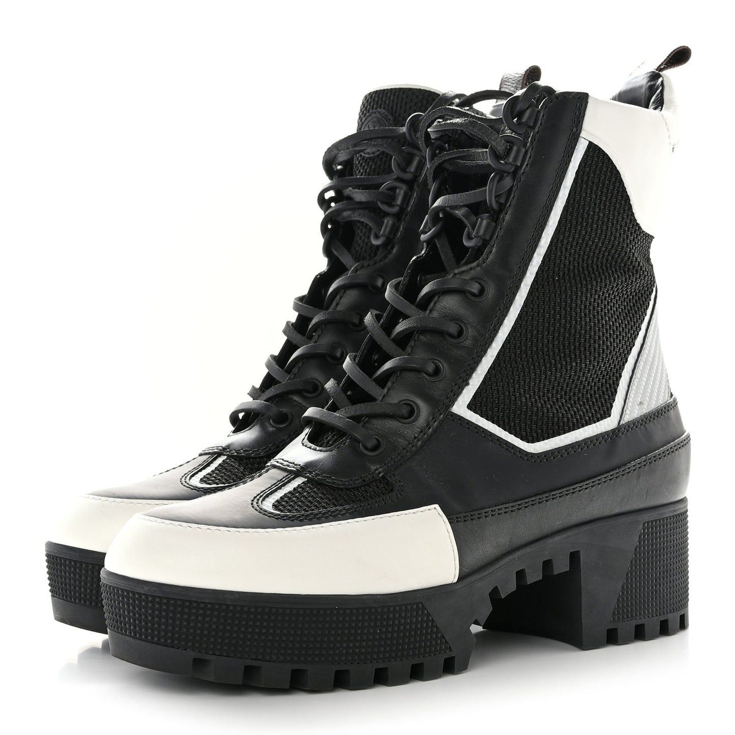 Calfskin Technical Nylon Laureate Platform Desert Boot 39 Black White