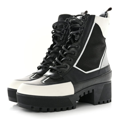 Louis Vuitton Calfskin Technical Nylon Laureate Platform Desert Boot 39 Black White 3 of 10
