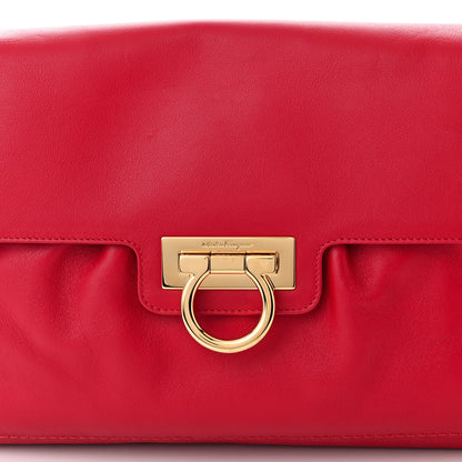 Salvatore Ferragamo Calfskin Gancini Chain Shoulder Bag Red 8 of 12