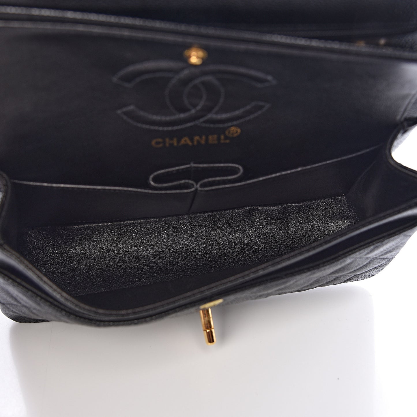 Caviar Quilted Small Double Flap Black