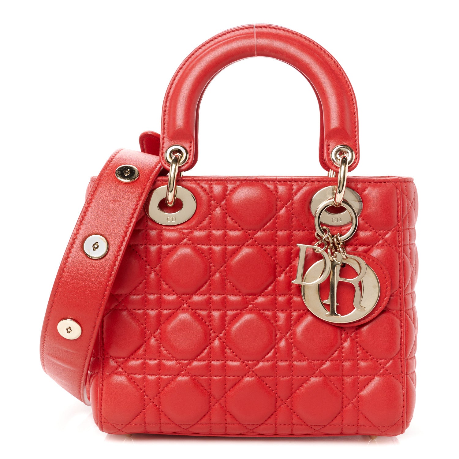 Christian Dior Lambskin Cannage Small Lucky Badges My Lady Dior Red 1 of 10