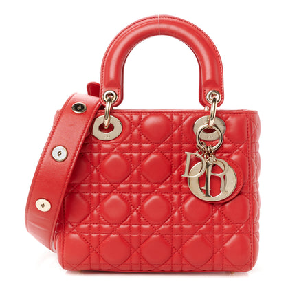 Christian Dior Lambskin Cannage Small Lucky Badges My Lady Dior Red 1 of 10
