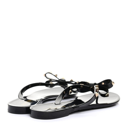 Valentino Garavani PVC Jelly Rockstud Bow Thong Sandals 40 Black 4 of 7