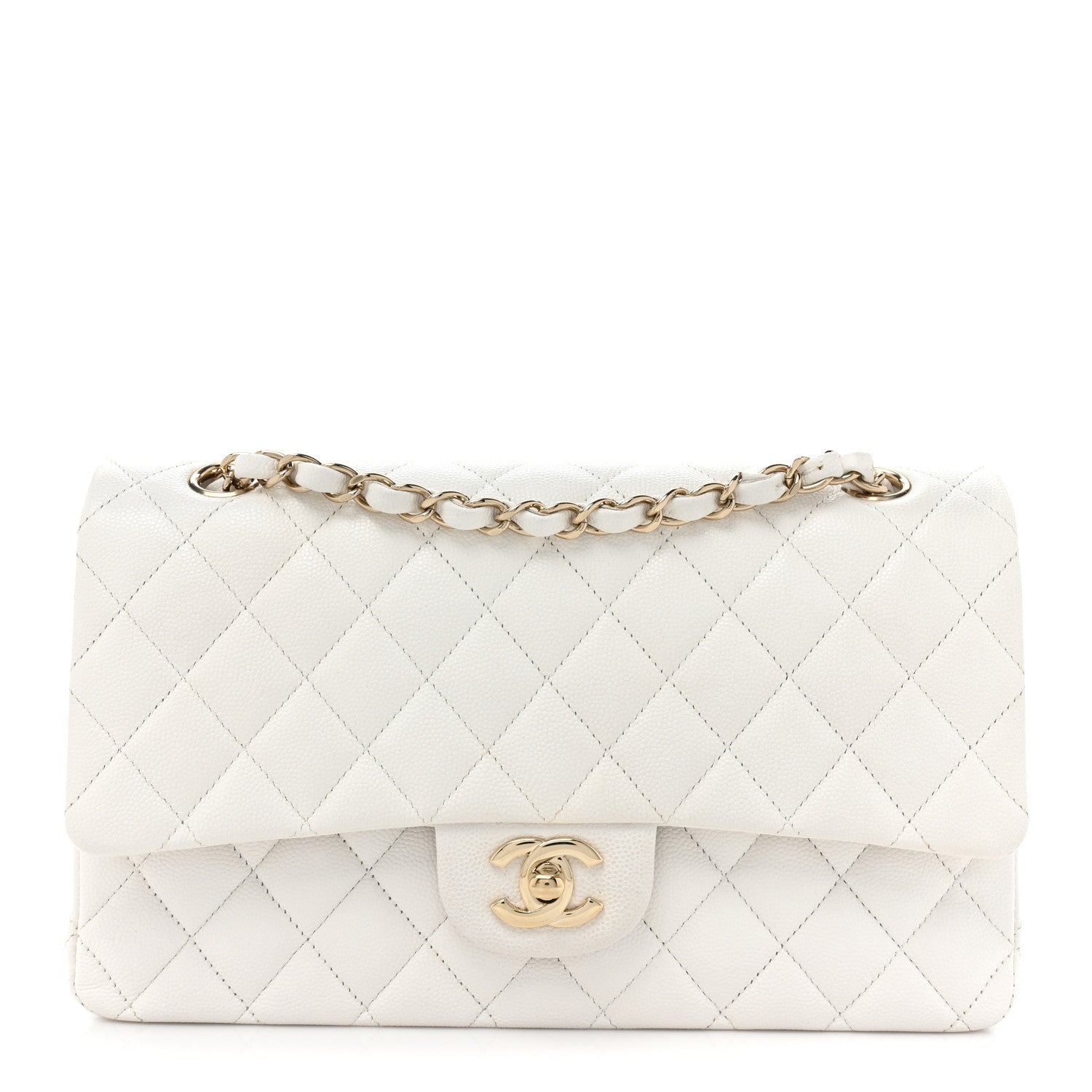 Chanel Caviar Quilted Medium Double Flap White 1 of 15