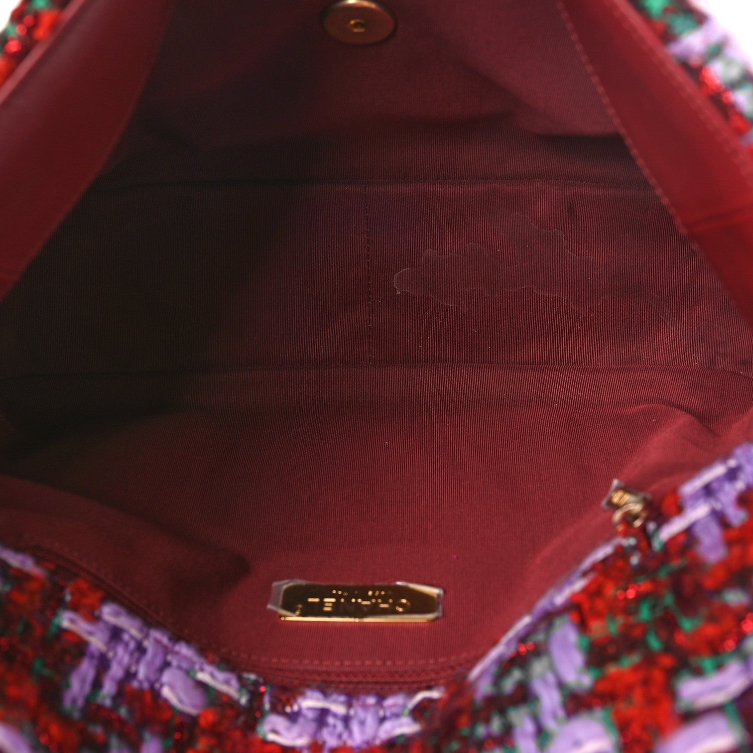 Chanel Tweed Quilted Large Chanel 19 Flap Red Purple Green 5 of 9