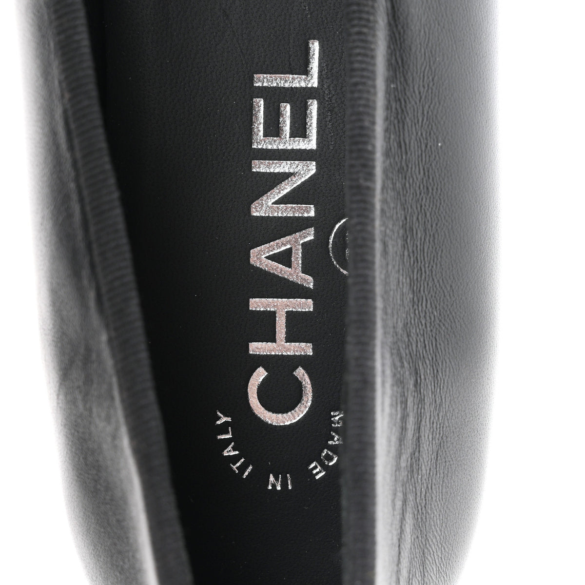 Chanel Lambskin CC Cap Toe Ballerina Flats 38.5 Black Dark Grey 8 of 10