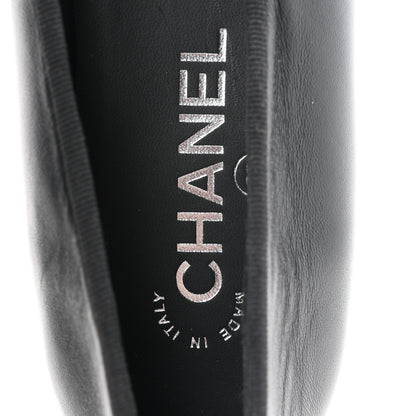 Chanel Lambskin CC Cap Toe Ballerina Flats 38.5 Black Dark Grey 8 of 10
