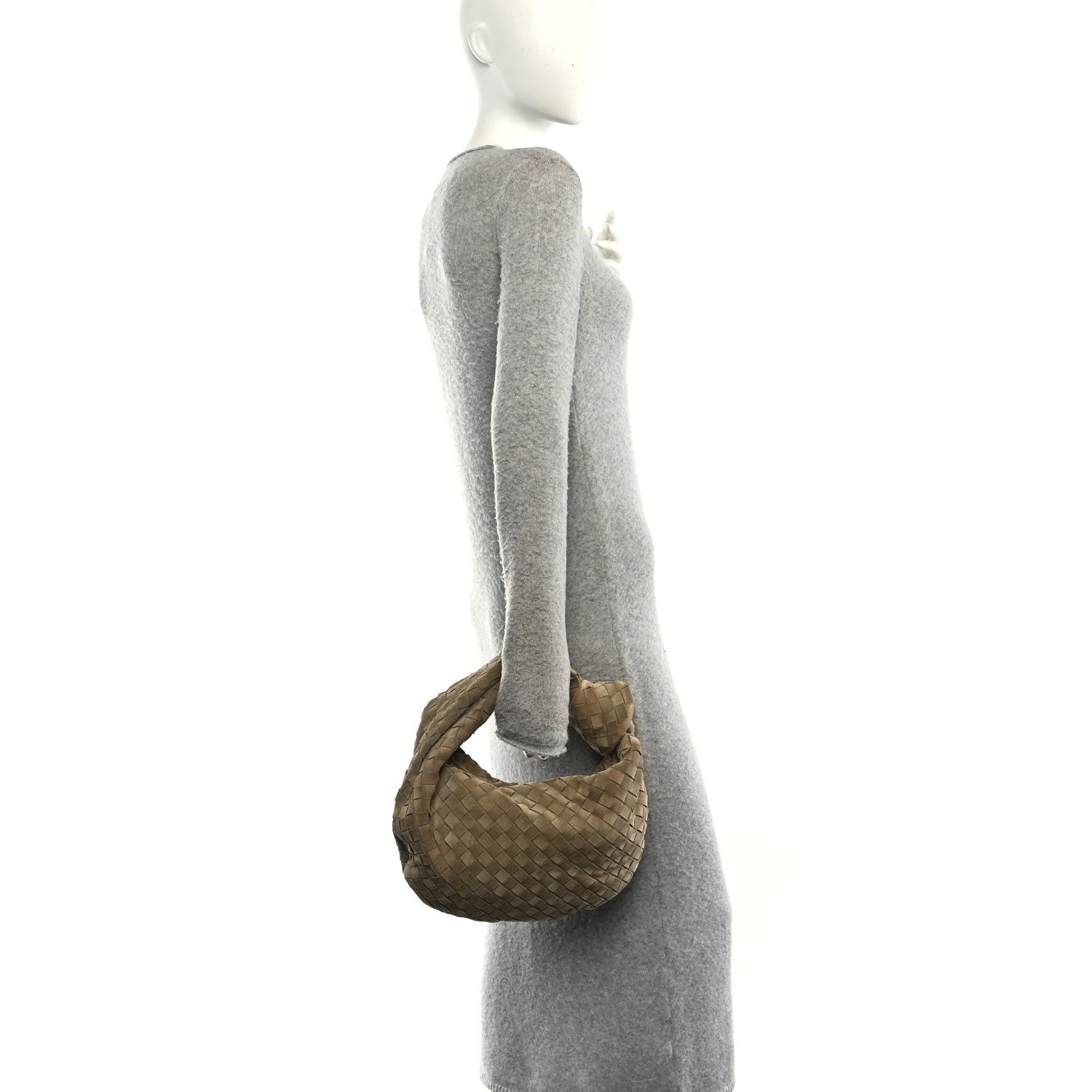 Bottega Veneta Suede Calfskin Intrecciato Teen Jodie Hobo Beige 2 of 10