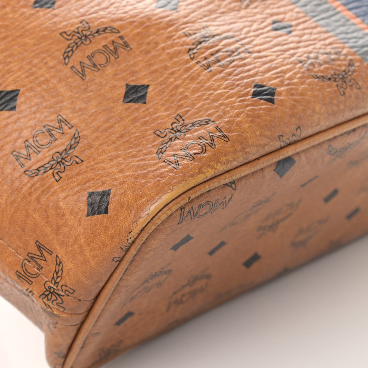 Visetos Striped Shopper Tote Cognac