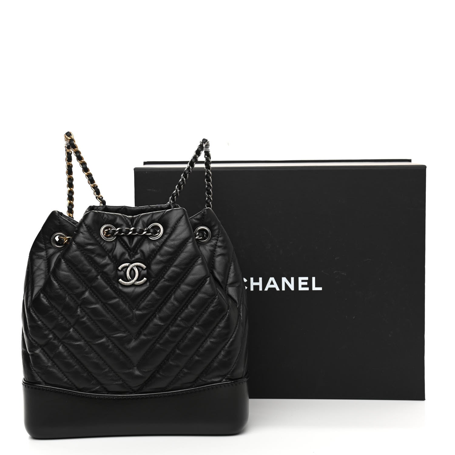 Chanel Aged Calfskin Chevron Quilted Small Gabrielle Backpack Black 11 of 11