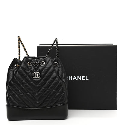 Chanel Aged Calfskin Chevron Quilted Small Gabrielle Backpack Black 11 of 11