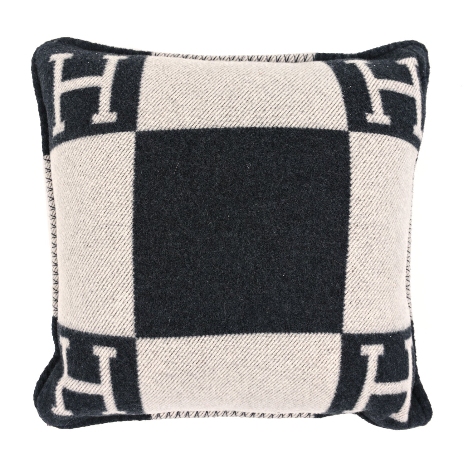 Hermes Wool Cashmere Avalon Pillow PM Ecru Gris Fonce 2 of 3