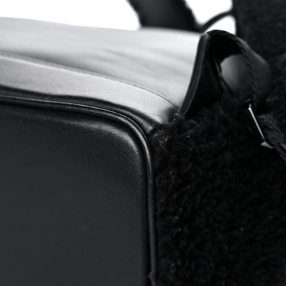 MCM Shearling Contrast Logo Stark Backpack Black White 11 of 13