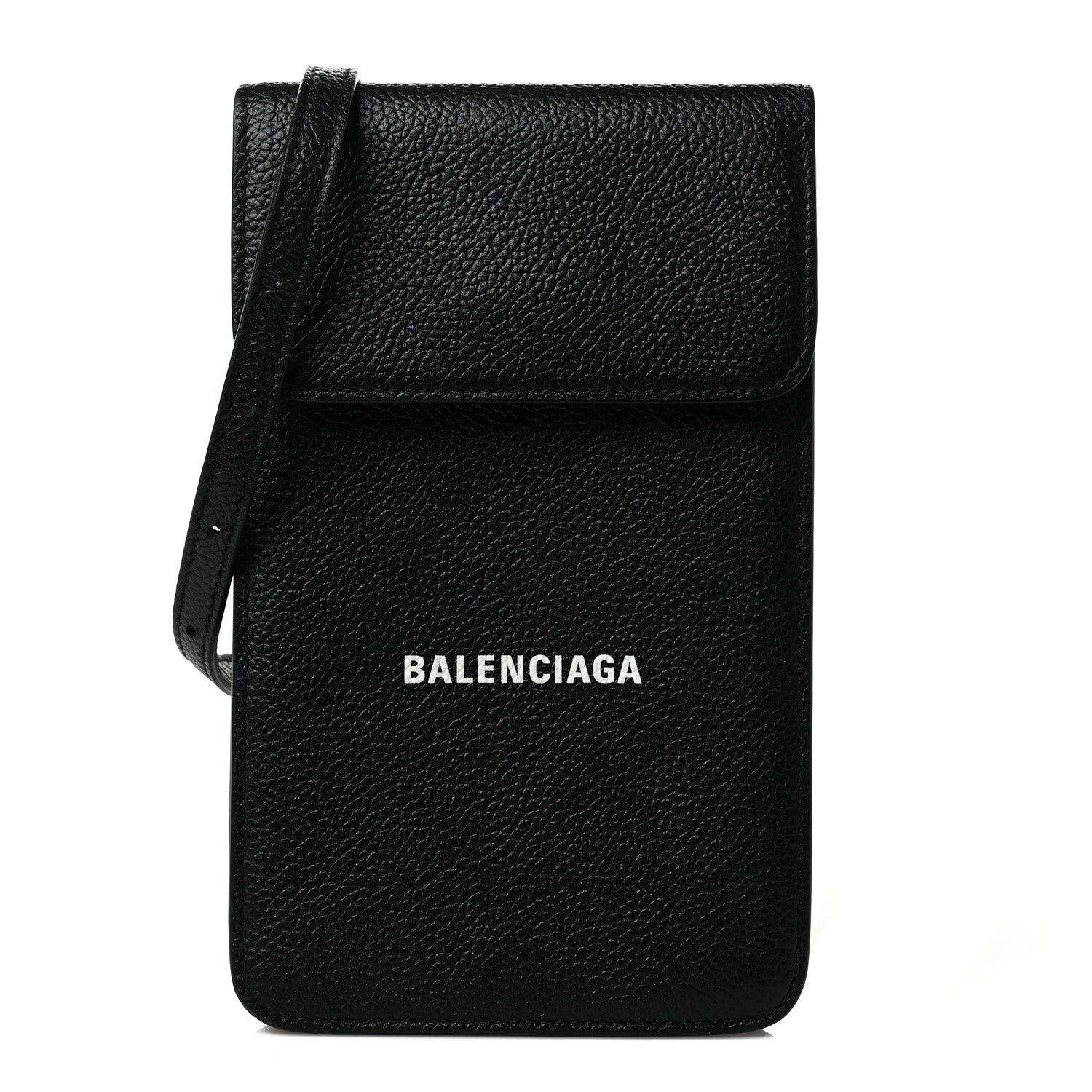 Balenciaga Grained Calfskin Cash Phone Holder Wallet Black 1 of 8
