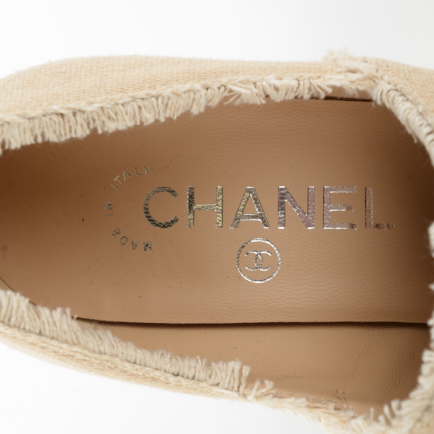 Toile Cap Toe Espadrille Pumps 36.5 Beige Black